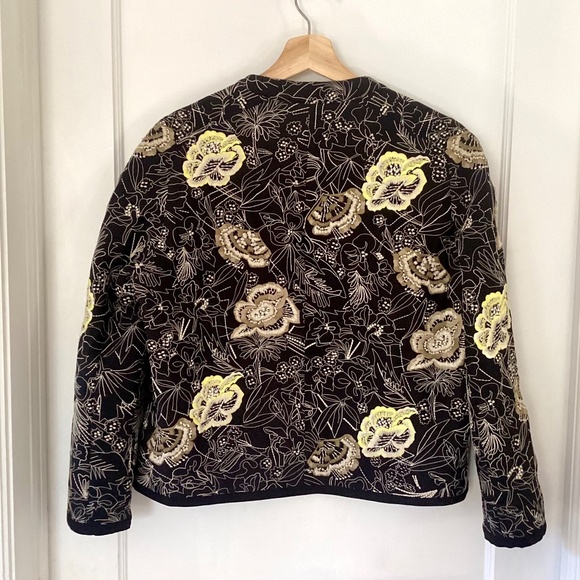 French Connection Floral Embroidery Long Sleeve Open Front jacket Black Size 10 - Picture 16 of 16
